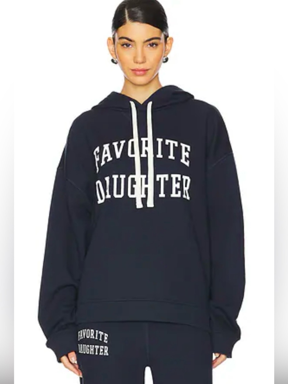 Favorite Daughter Collegiate Hoodie Navy White Logo Size M
